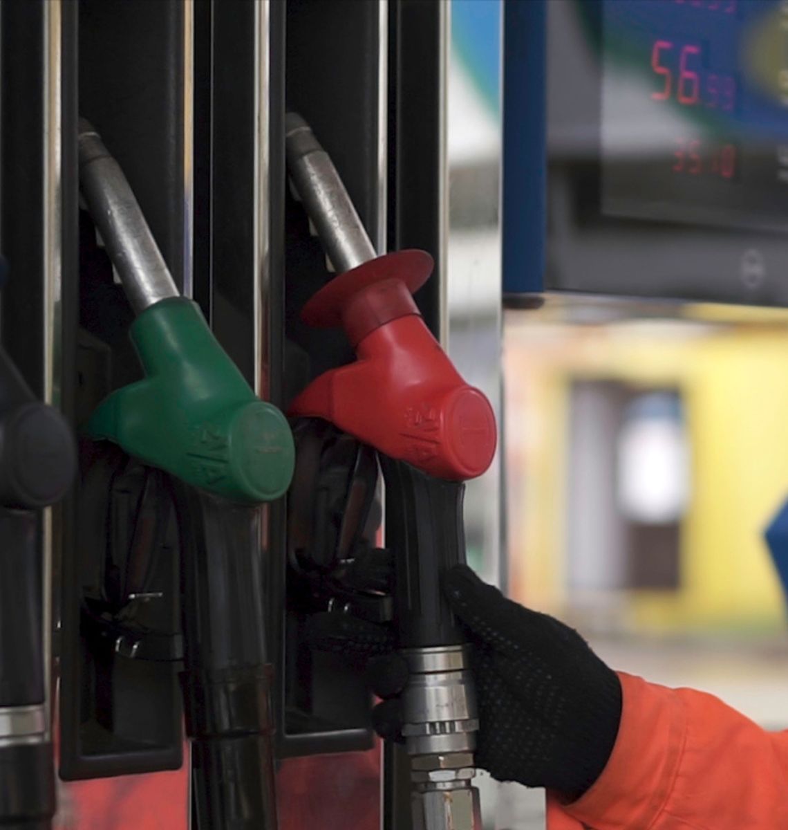 Close up of a fuel pump at a petrol station.