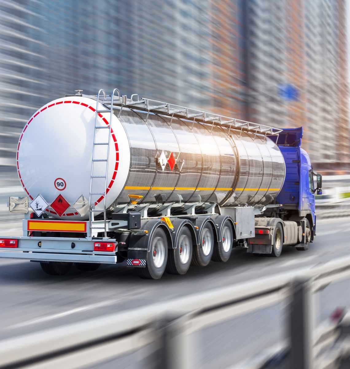 Large fuel truck on the road