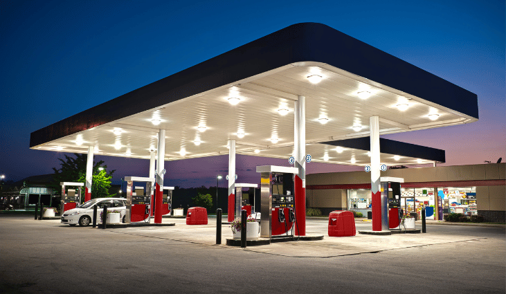 fuel retail location at night