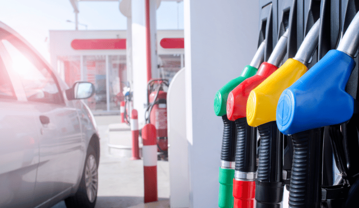 close up of gas pumps at a service station