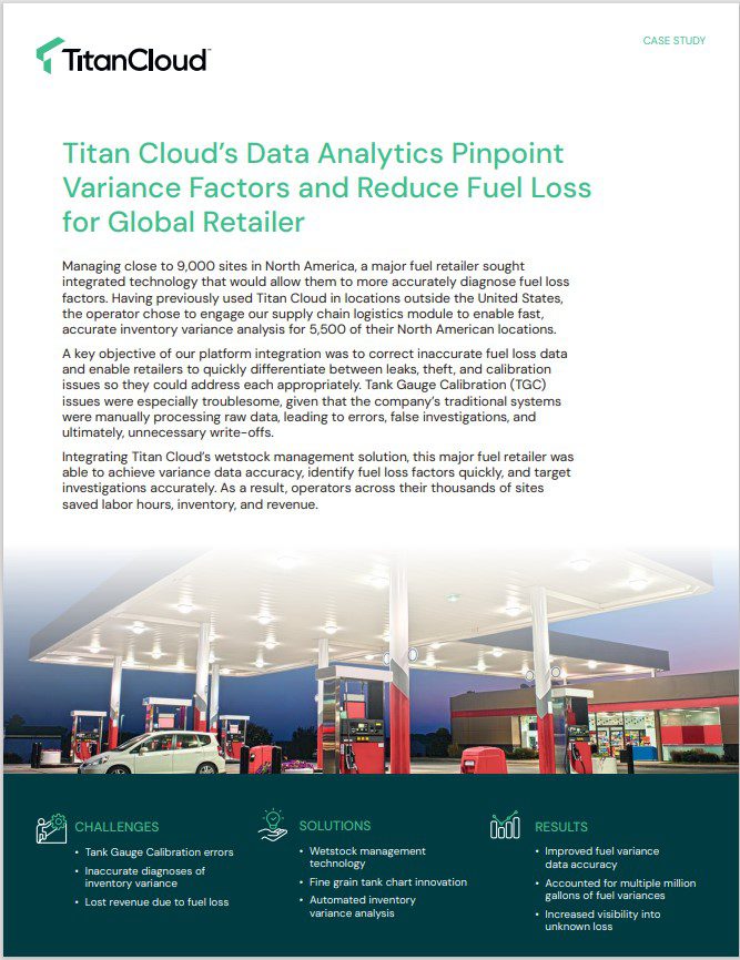 Titan Cloud fuel analytics pinpoint variance factors for global retailer